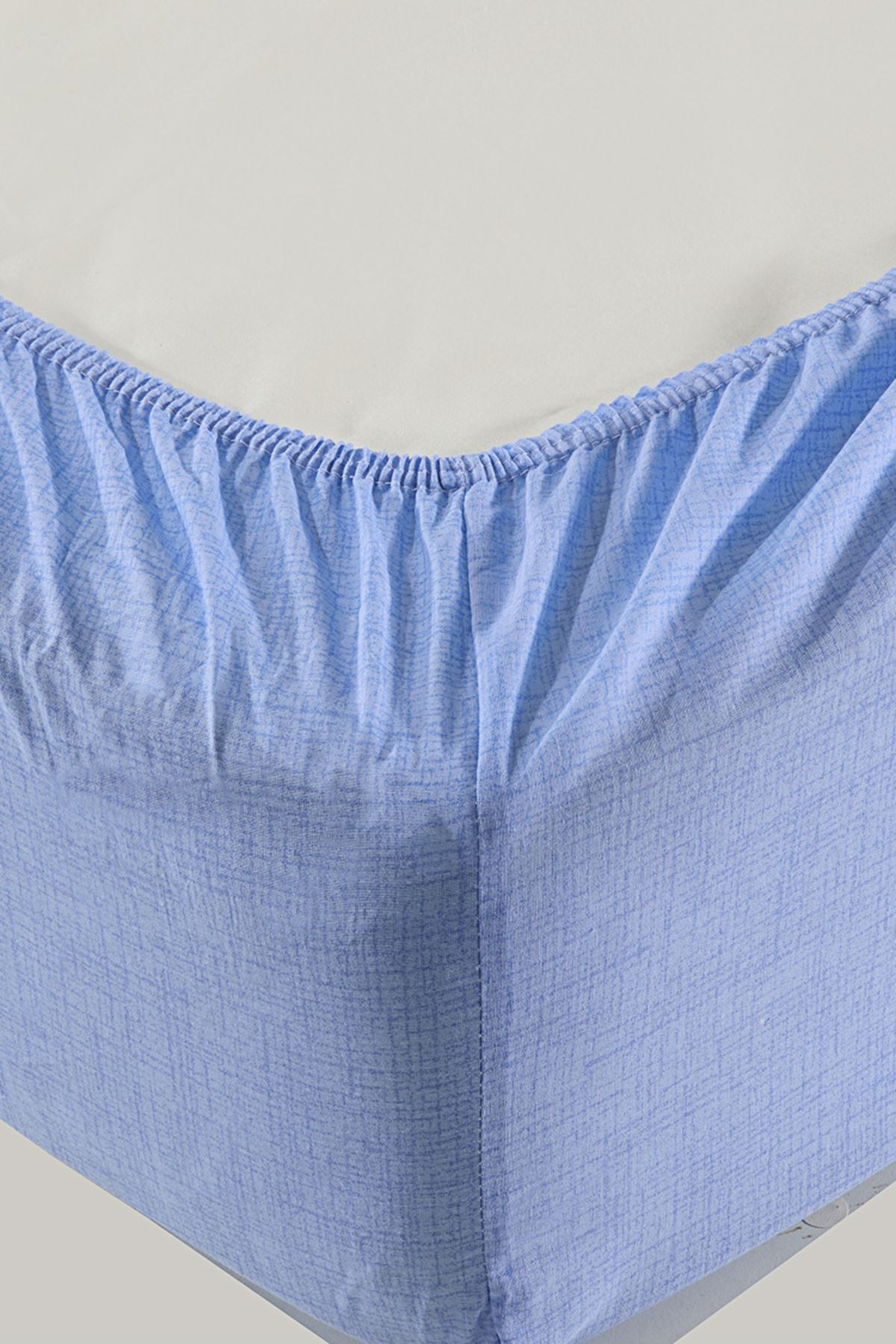 Tekstilla Rosa Lastikli Fitted Mavi Renk 2 Adet Yastık Kılıflı Çarşaf Seti