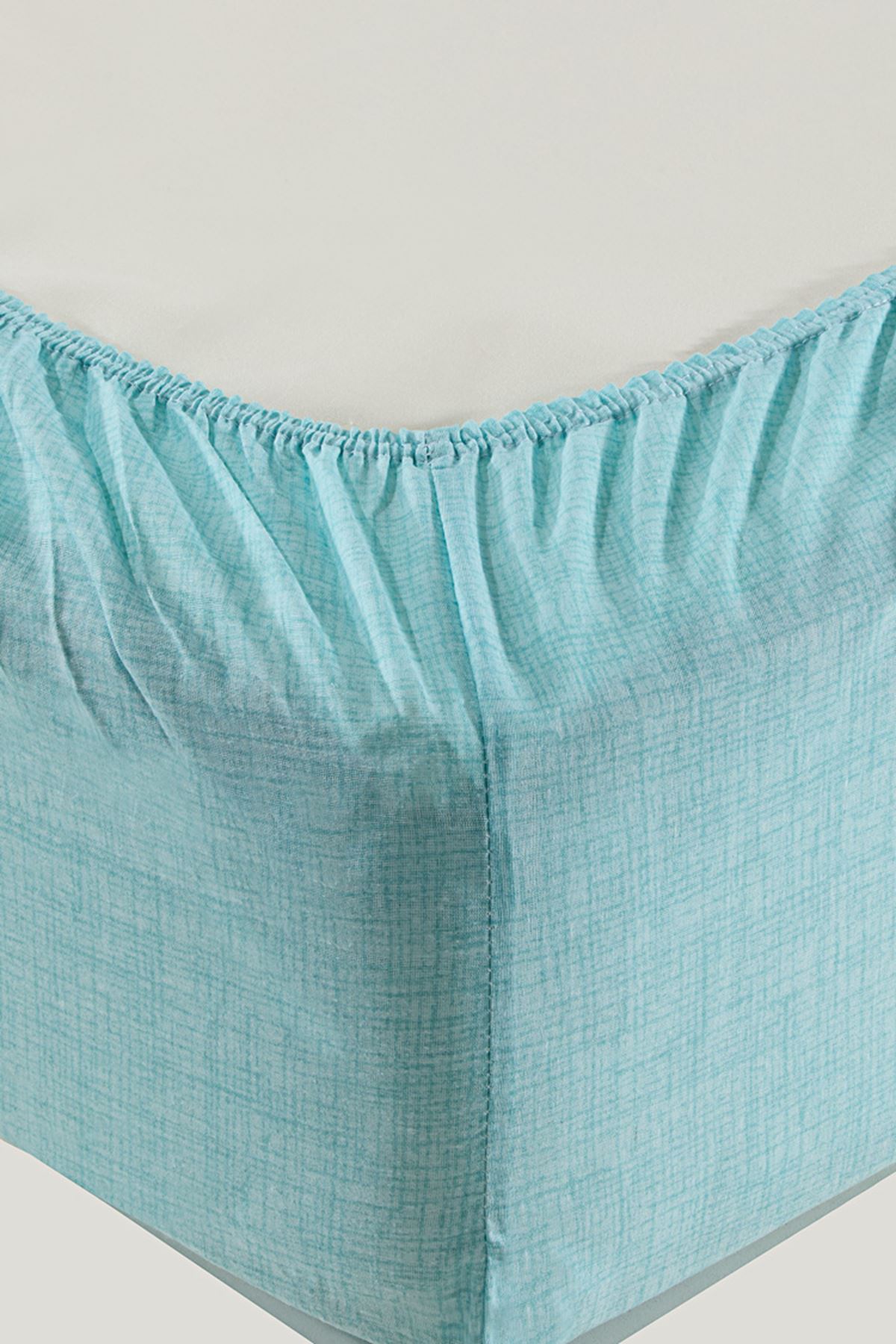 Tekstilla Rosa Lastikli Fitted Turkuaz Renk 2 adet Yastık Kılıflı Çarşaf Seti