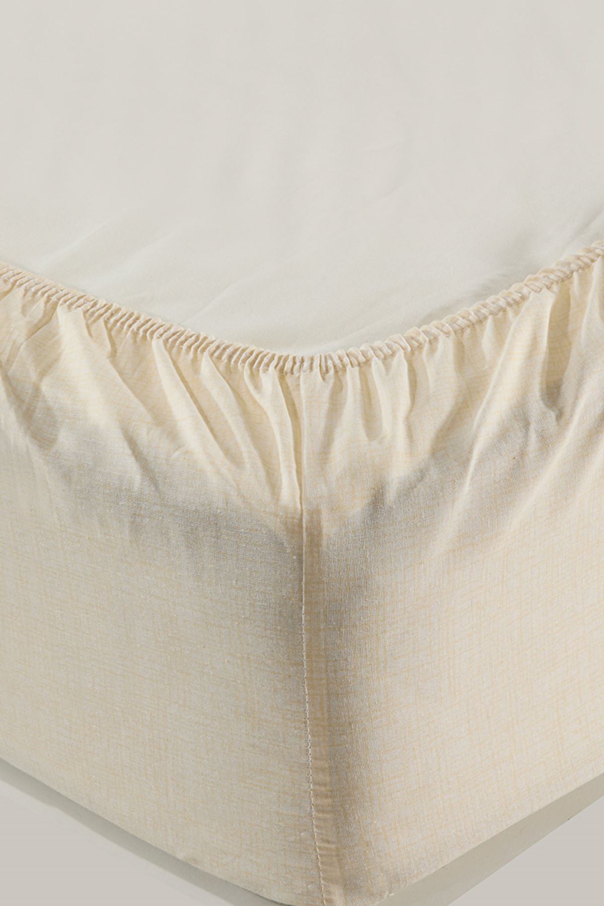 Tekstilla Rosa Lastikli Fitted Krem Renk 2 Adet Yastık Kılıflı Çarşaf Seti