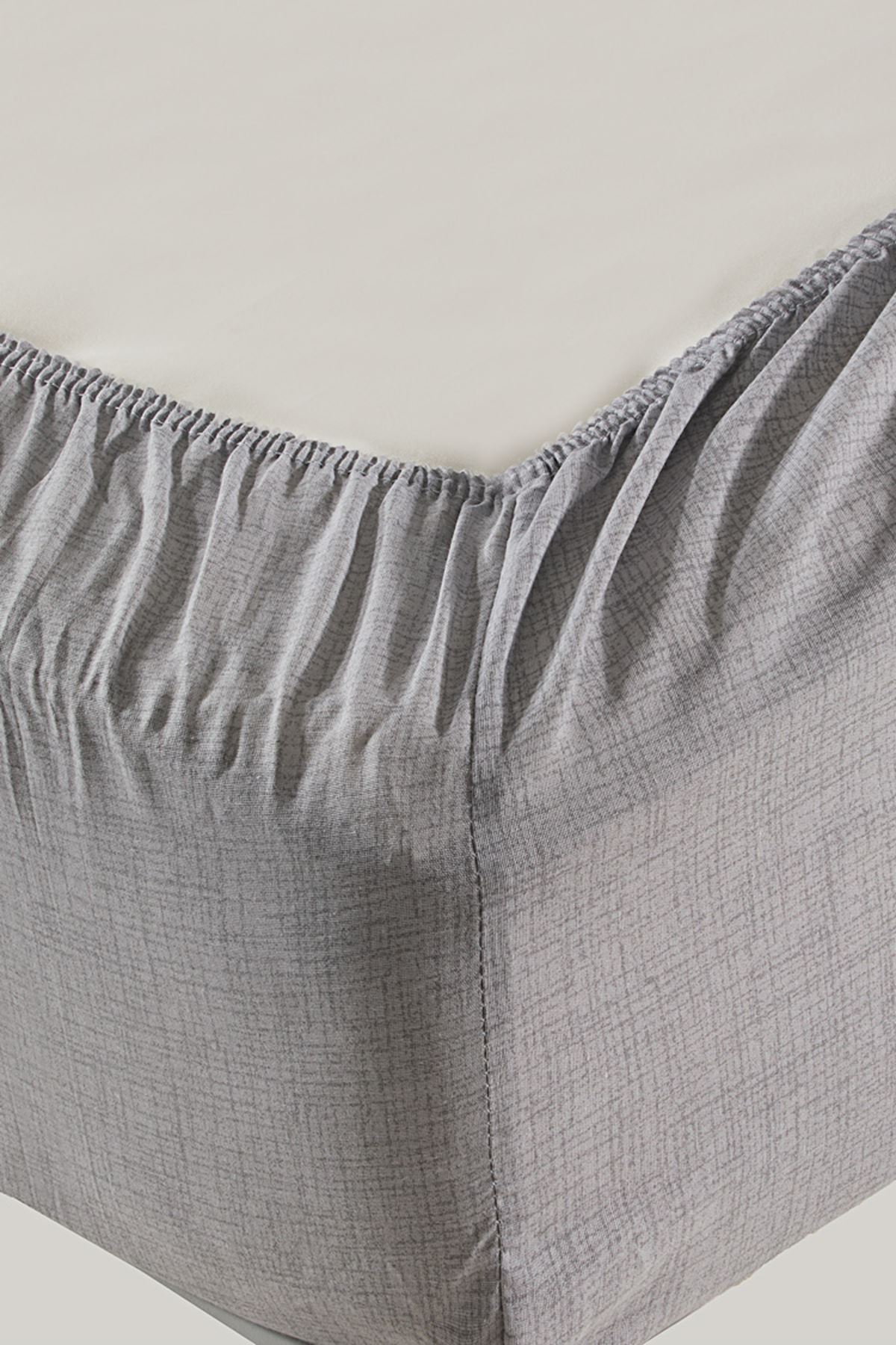 Tekstilla Rosa Lastikli Fitted Antrasit Renk 2 Adet Yastık Kılıflı Çarşaf Seti