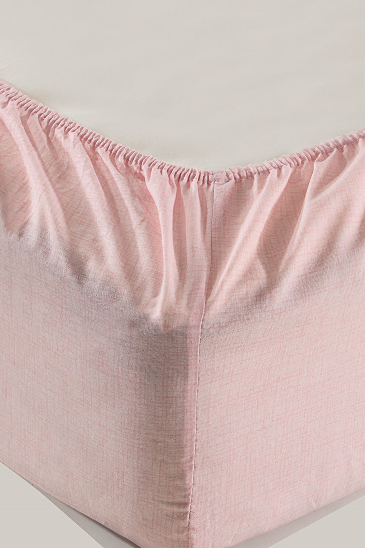 Tekstilla Rosa Lastikli Fitted Pembe Renk 2 adet Yastık Kılıflı Çarşaf Seti