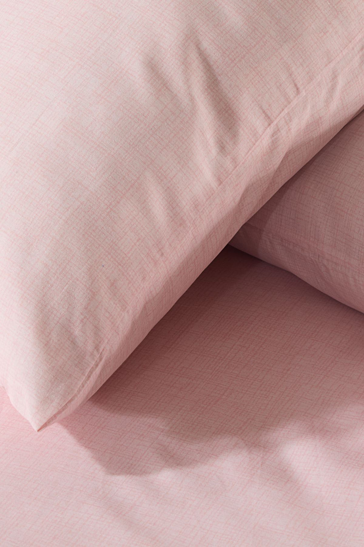 Tekstilla Rosa Lastikli Fitted Pembe Renk 2 adet Yastık Kılıflı Çarşaf Seti