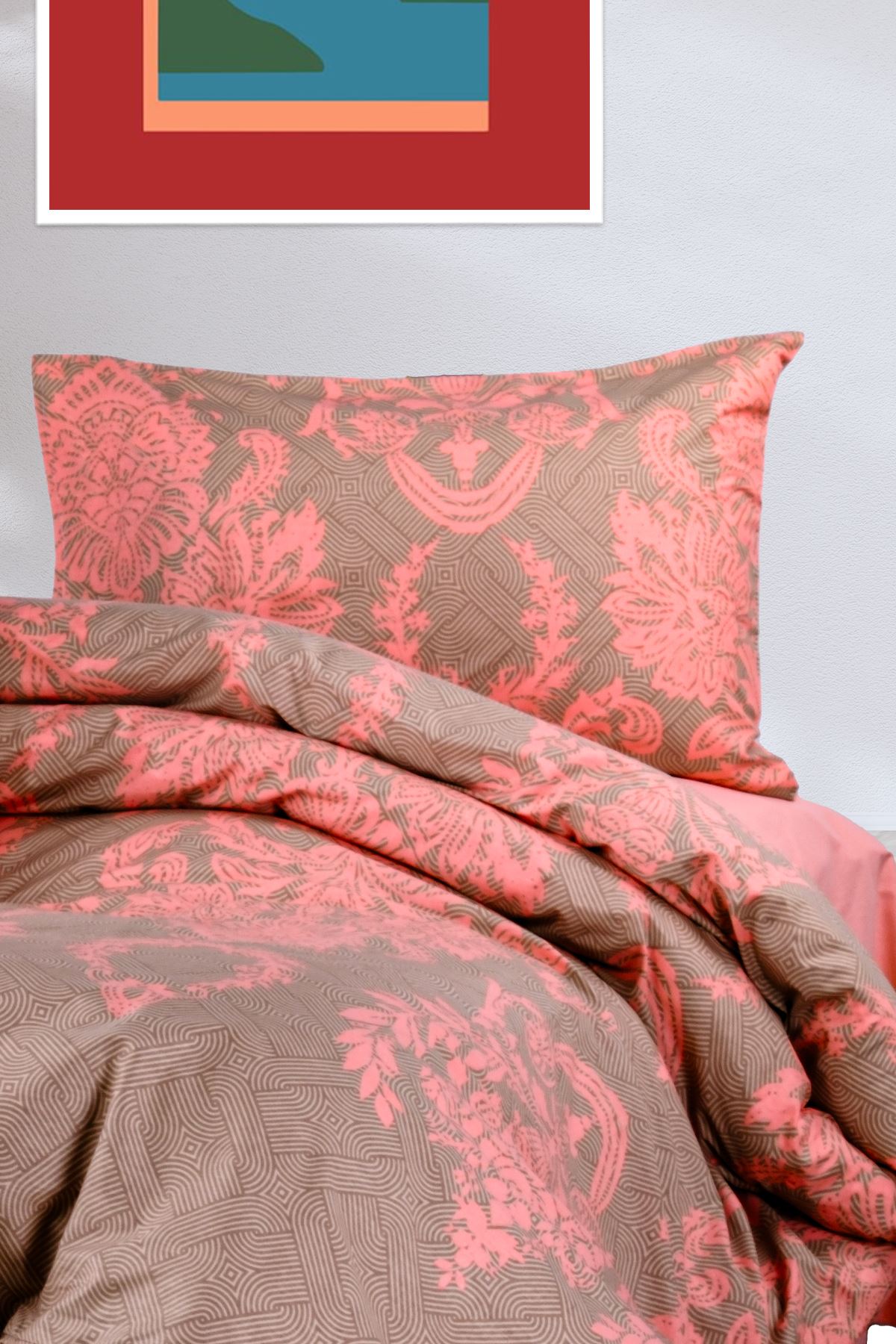 Aytunç Firuze %100 Pamuklu Çift Kişilik Lastikli (Fitted) Nevresim Takımı 200x220 cm