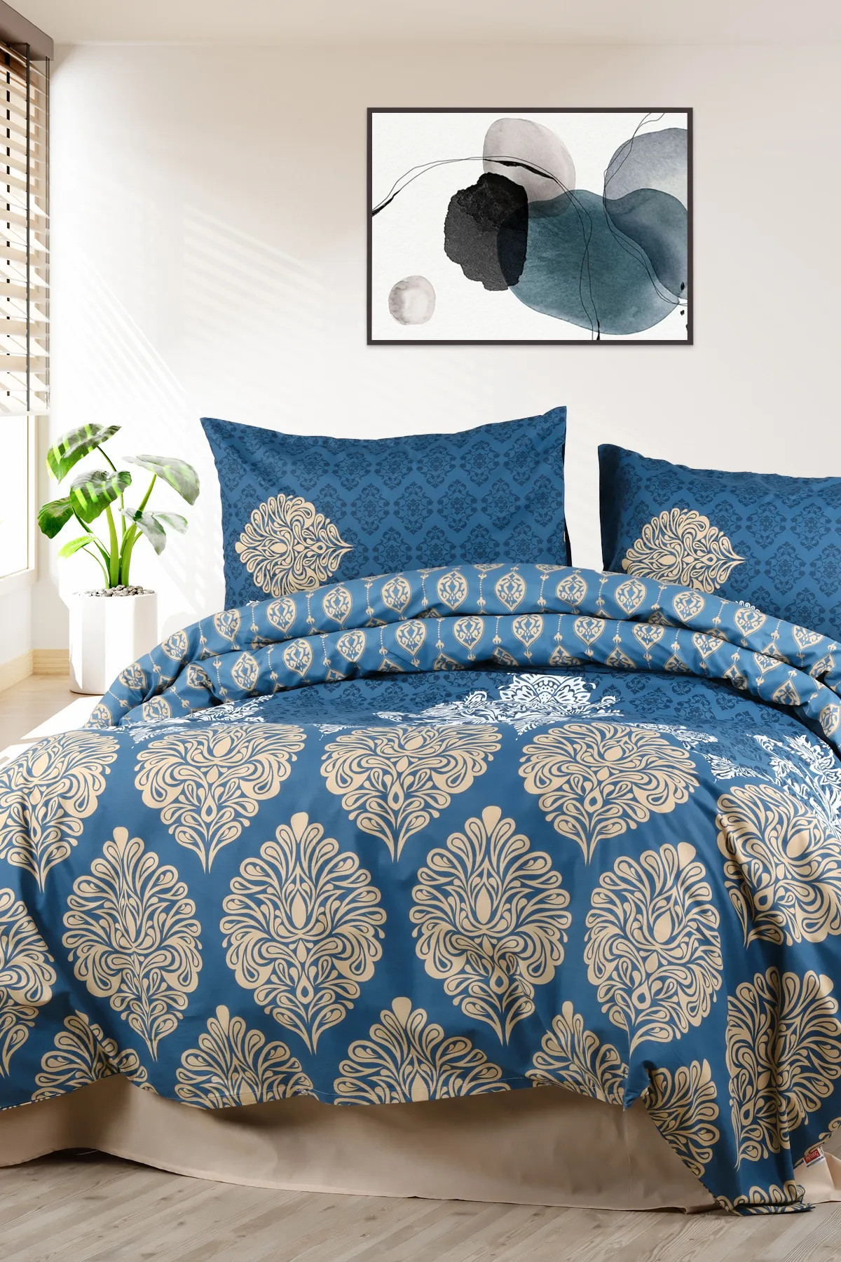 Aytunç Sultan %100 Pamuklu  (Çarşafsız) Tek Kişilik Nevresim Seti Lacivert 160x220 cm