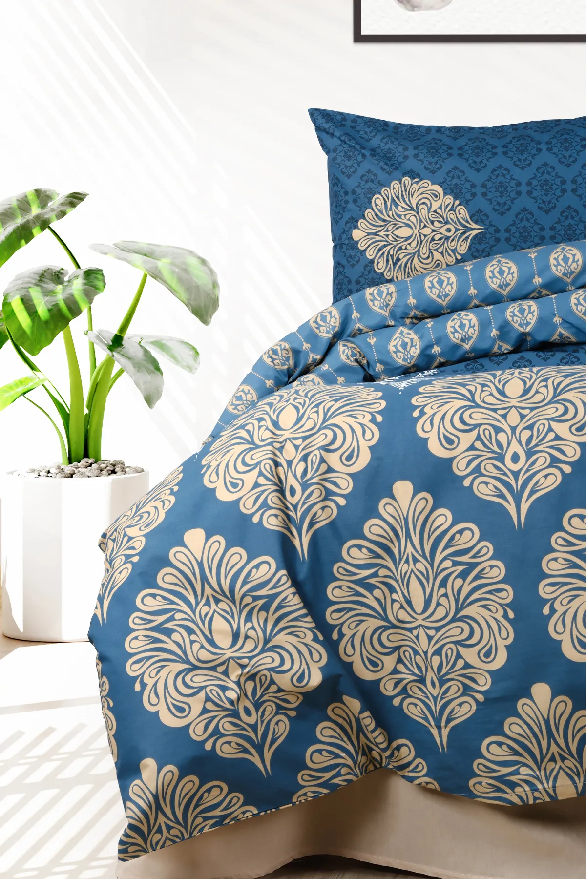 Aytunç Sultan %100 Pamuklu  (Çarşafsız) Tek Kişilik Nevresim Seti Lacivert 160x220 cm