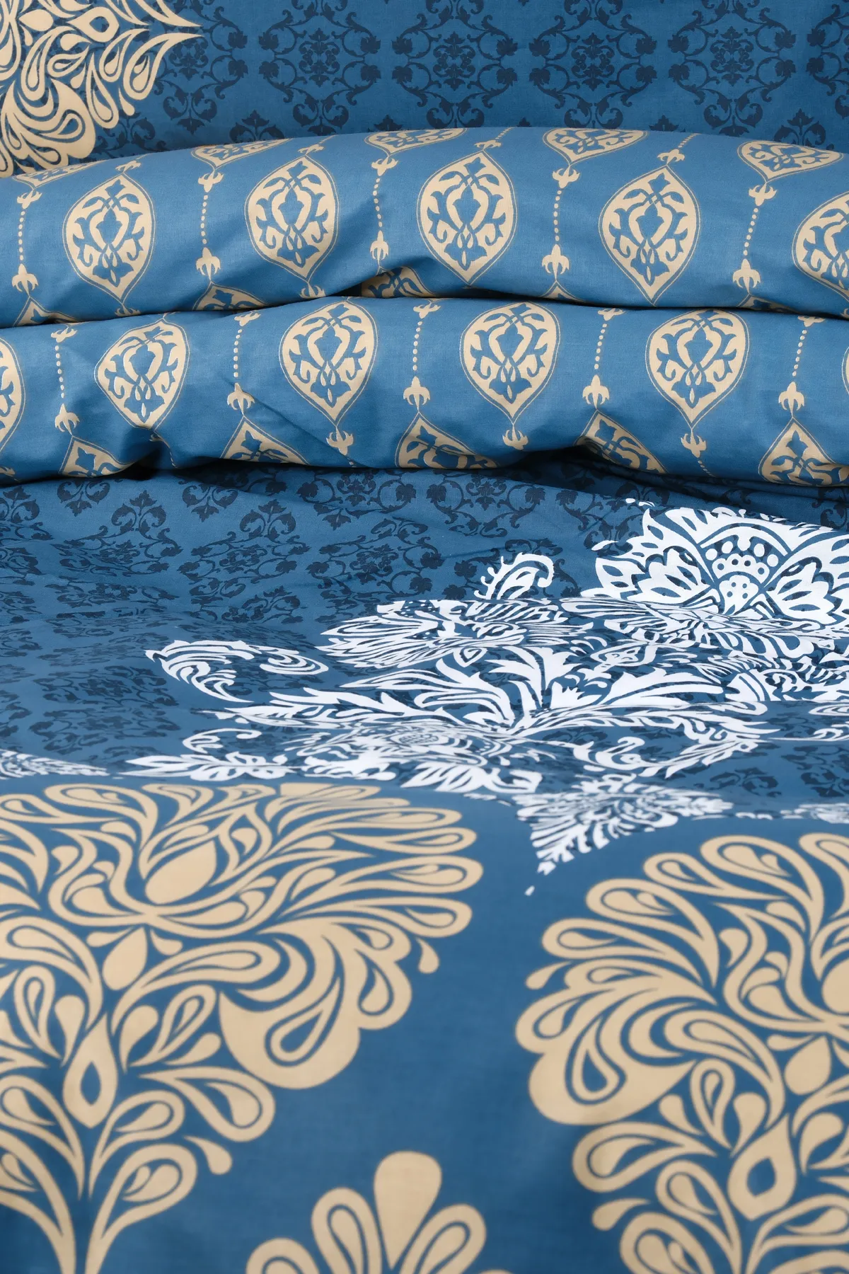 Aytunç Sultan %100 Pamuklu  (Çarşafsız) Tek Kişilik Nevresim Seti Lacivert 160x220 cm