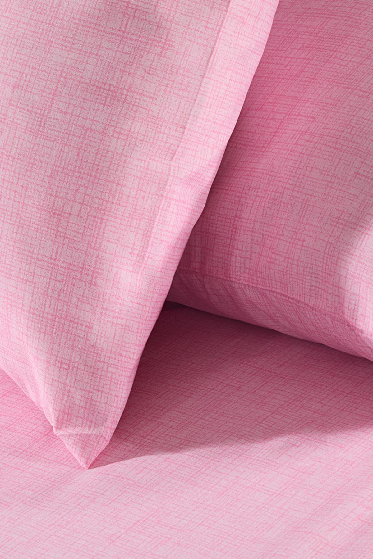 Tekstilla Rosa Lastikli Fitted Pudra Renk Çift Kişilik Yastık Kılıflı Çarşaf Seti