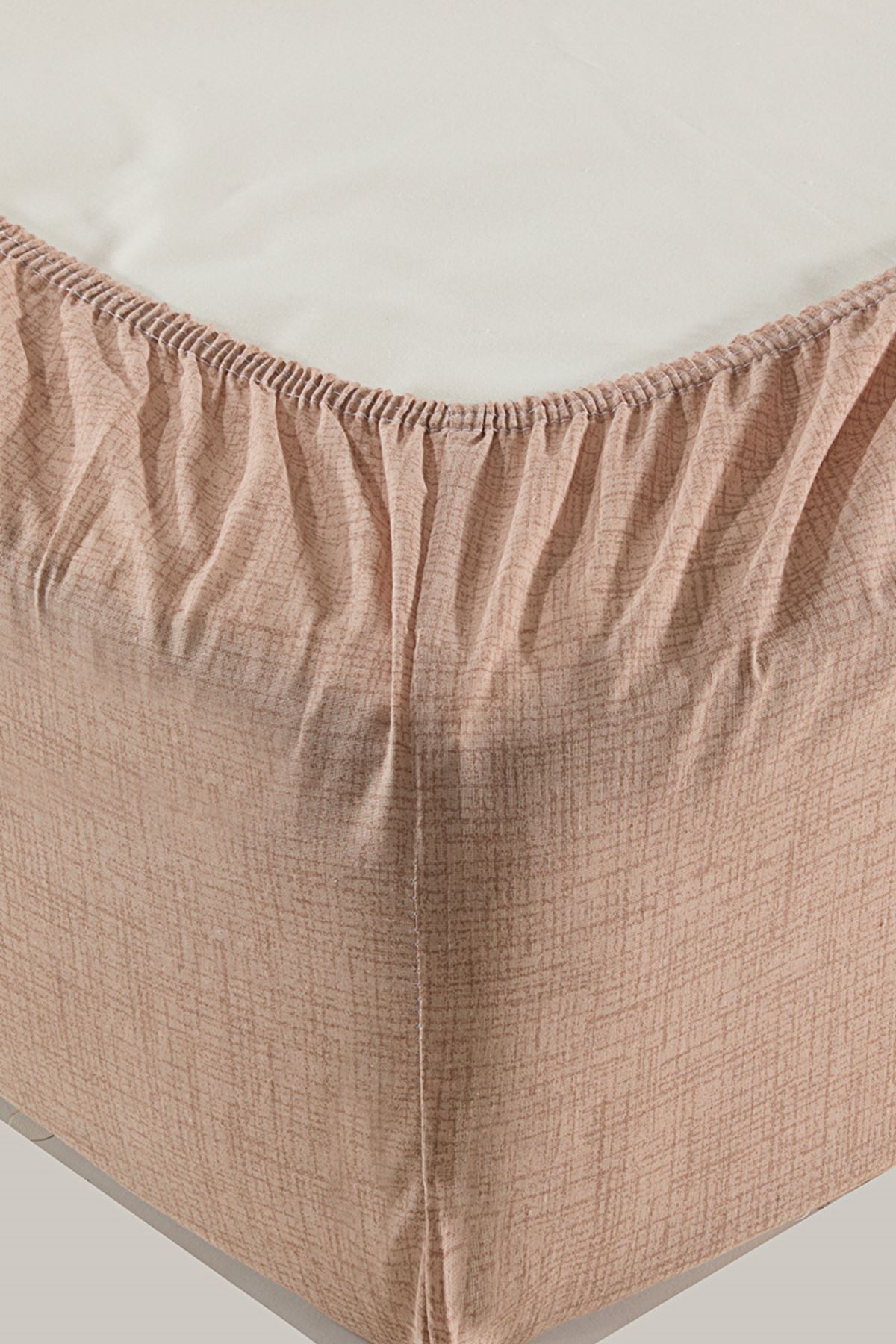 Tekstilla Rosa Lastikli Fitted Kahve Renk Çift Kişilik Yastık Kılıflı Çarşaf Seti