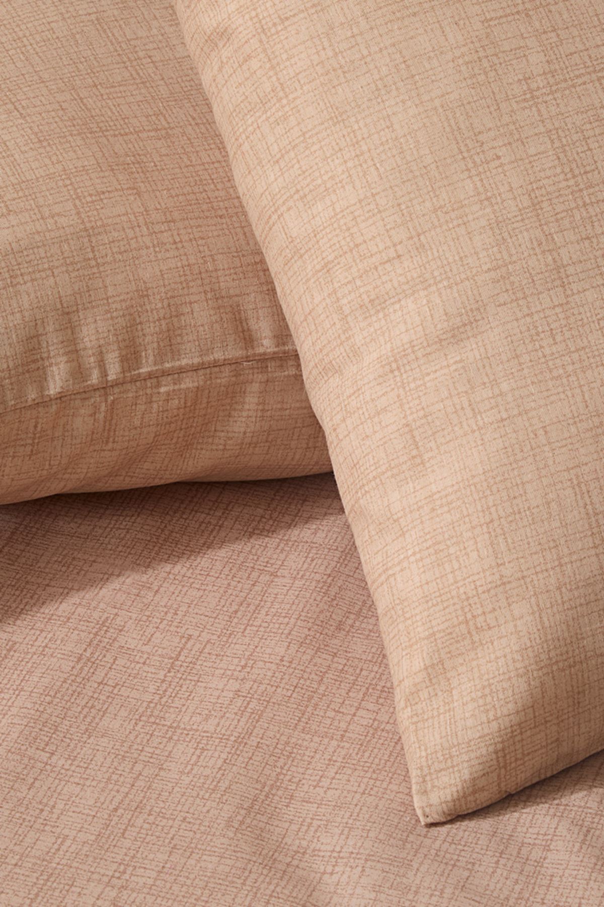 Tekstilla Rosa Lastikli Fitted Kahve Renk Tek Kişilik Yastık Kılıflı Çarşaf Seti