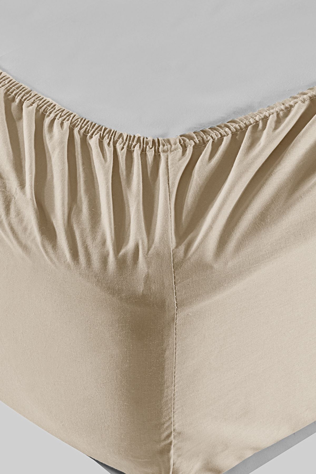 Aytunç Lisa Lastikli Fitted Sütlü Kahve Renk Çift Kişilik Yastıklı Çarşaf Seti