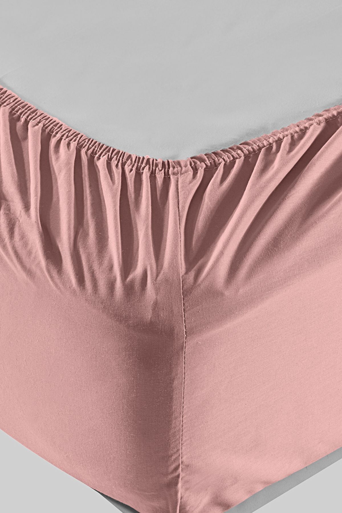 Aytunç Lisa Lastikli Fitted Pudra Renk Çift Kişilik Yastıklı Çarşaf Seti