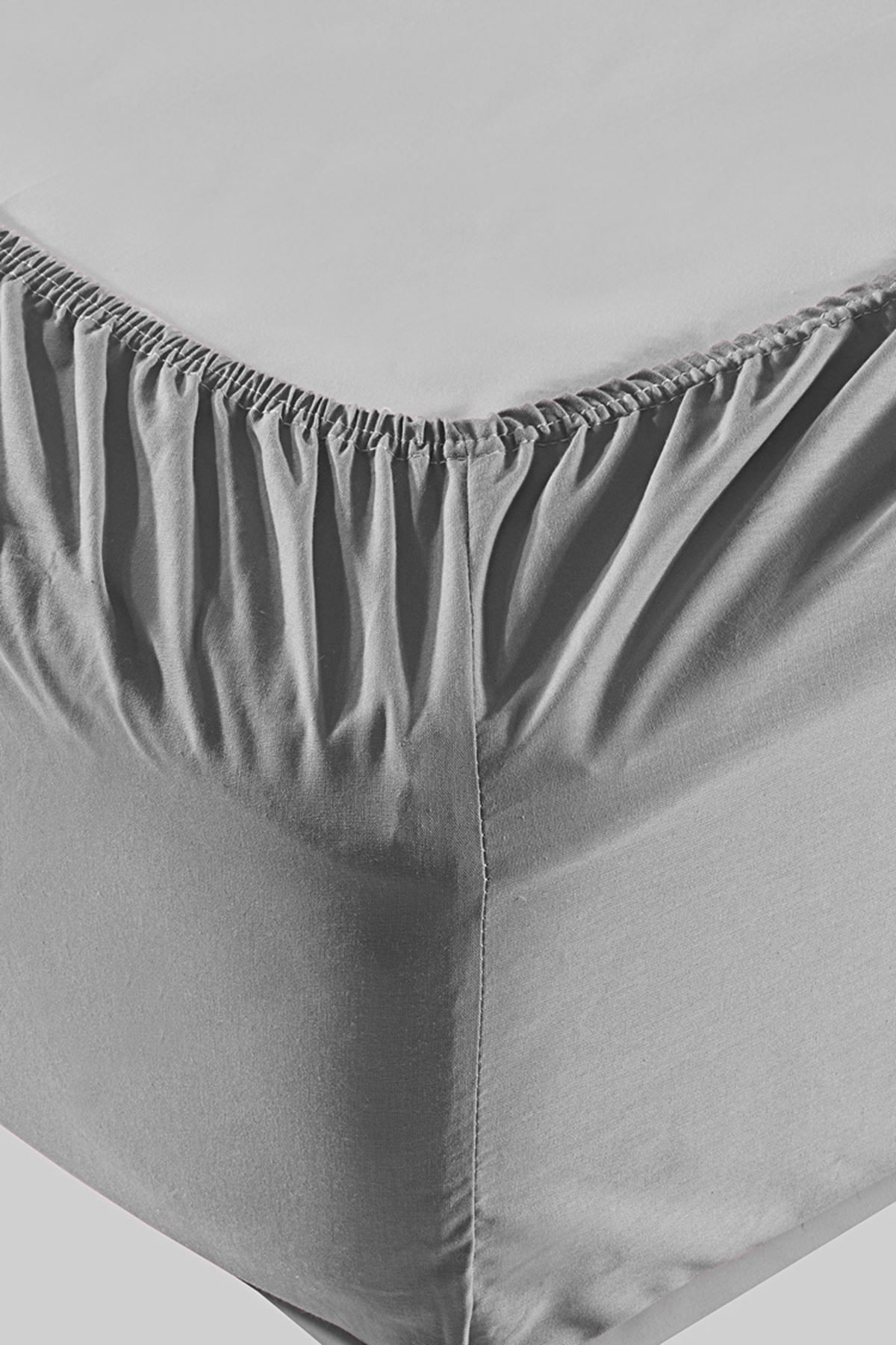 Aytunç Lisa Lastikli Fitted Gri Renk Çift Kişilik Yastıklı Çarşaf Seti