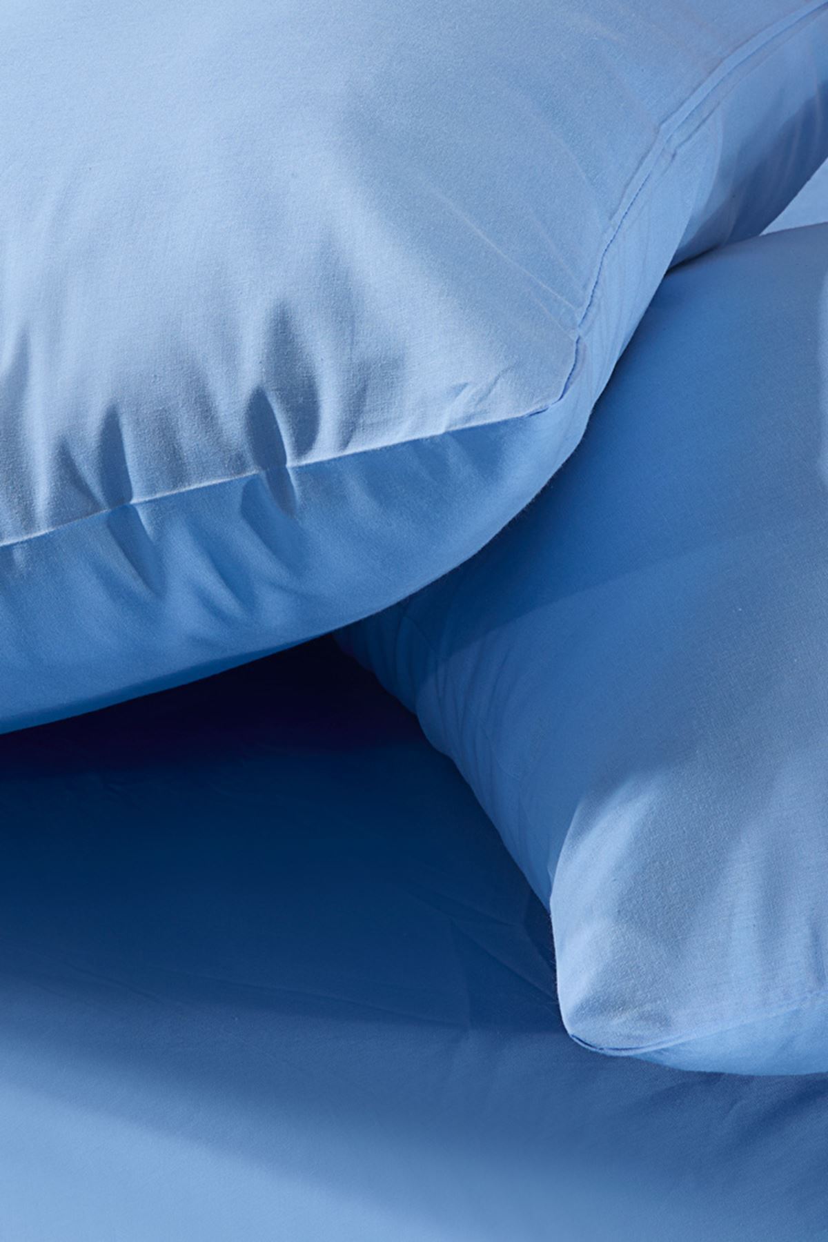 Aytunç Lisa Lastikli Fitted Mavi Renk Çift Kişilik Yastıklı Çarşaf Seti