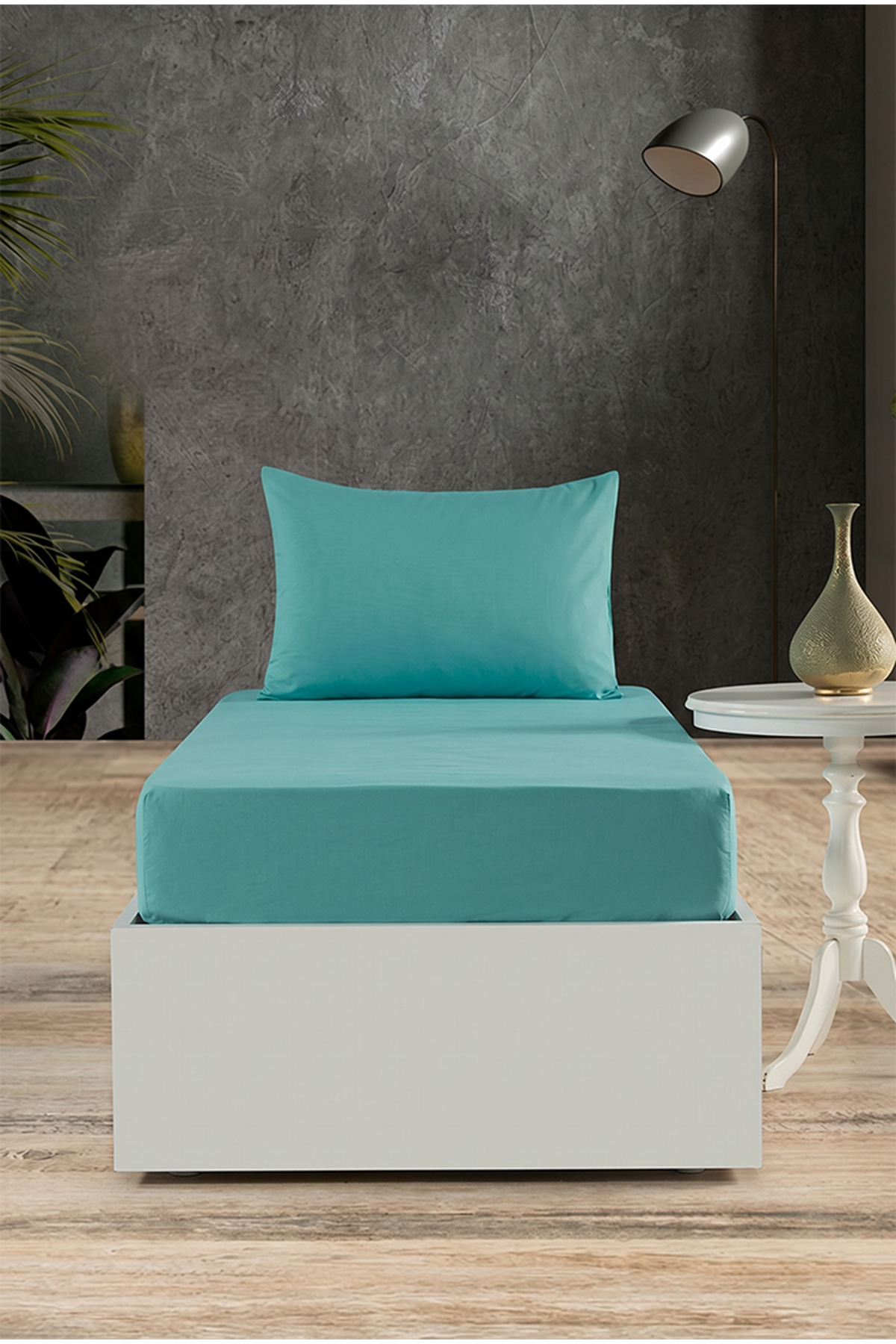 Aytunç Lisa Lastikli Fitted Yeşil Renk Tek Kişilik Yastıklı Çarşaf Seti