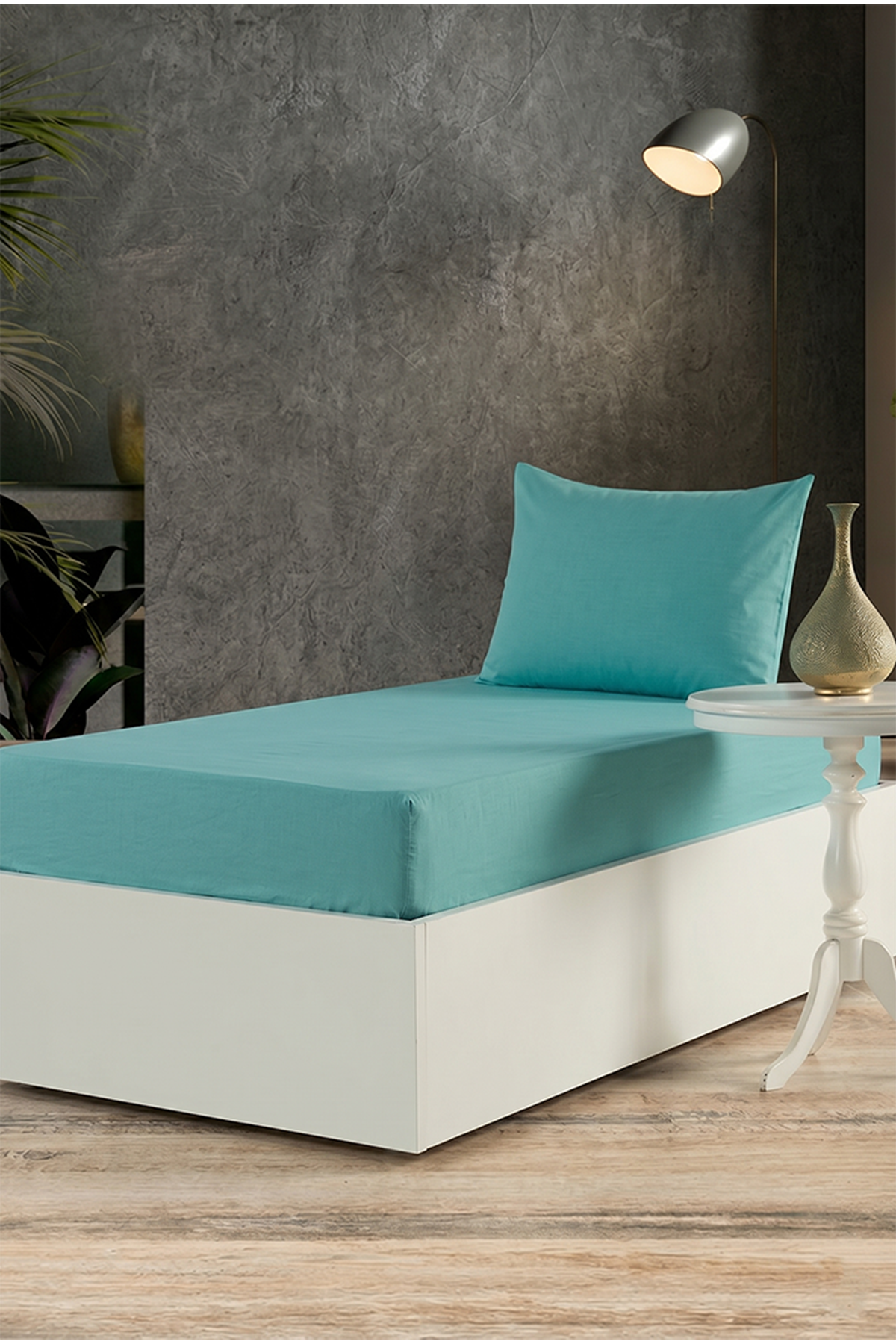 Aytunç Lisa Lastikli Fitted Yeşil Renk Tek Kişilik Yastıklı Çarşaf Seti