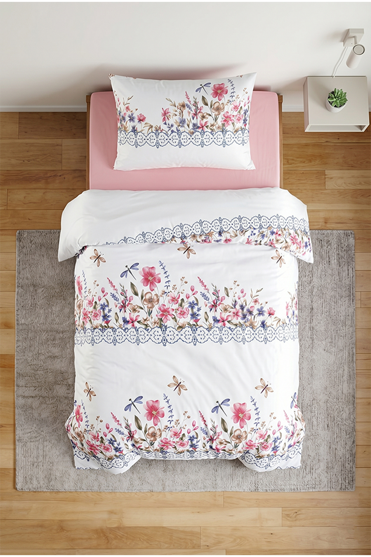 Aytunç Alya %100 Pamuklu Tek Kişilik Lastikli (Fitted) Nevresim Takımı 160x220
