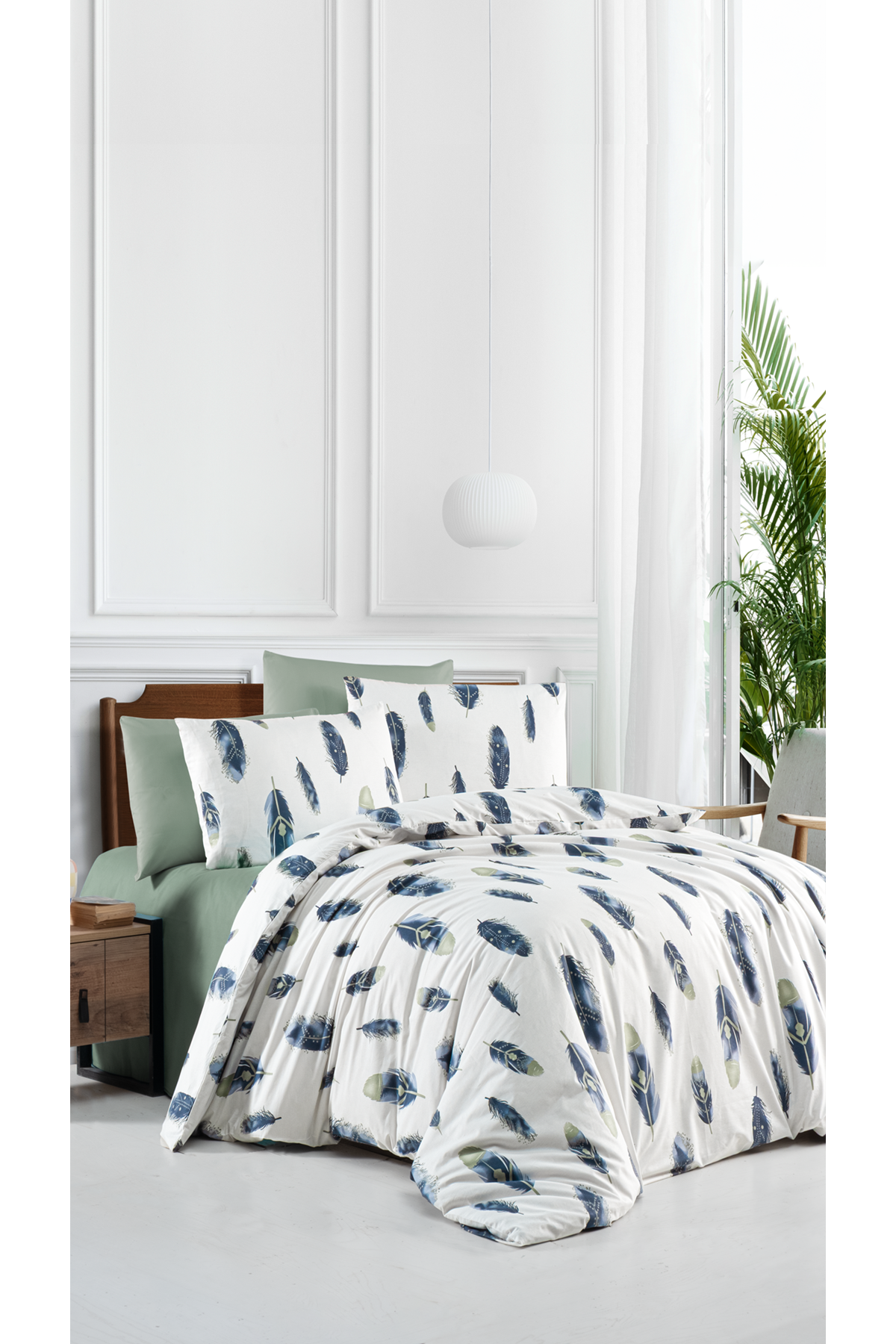 Serin %100 Pamuklu Çift Kişilik Lastikli (Fitted) Nevresim Takımı 200x220 cm