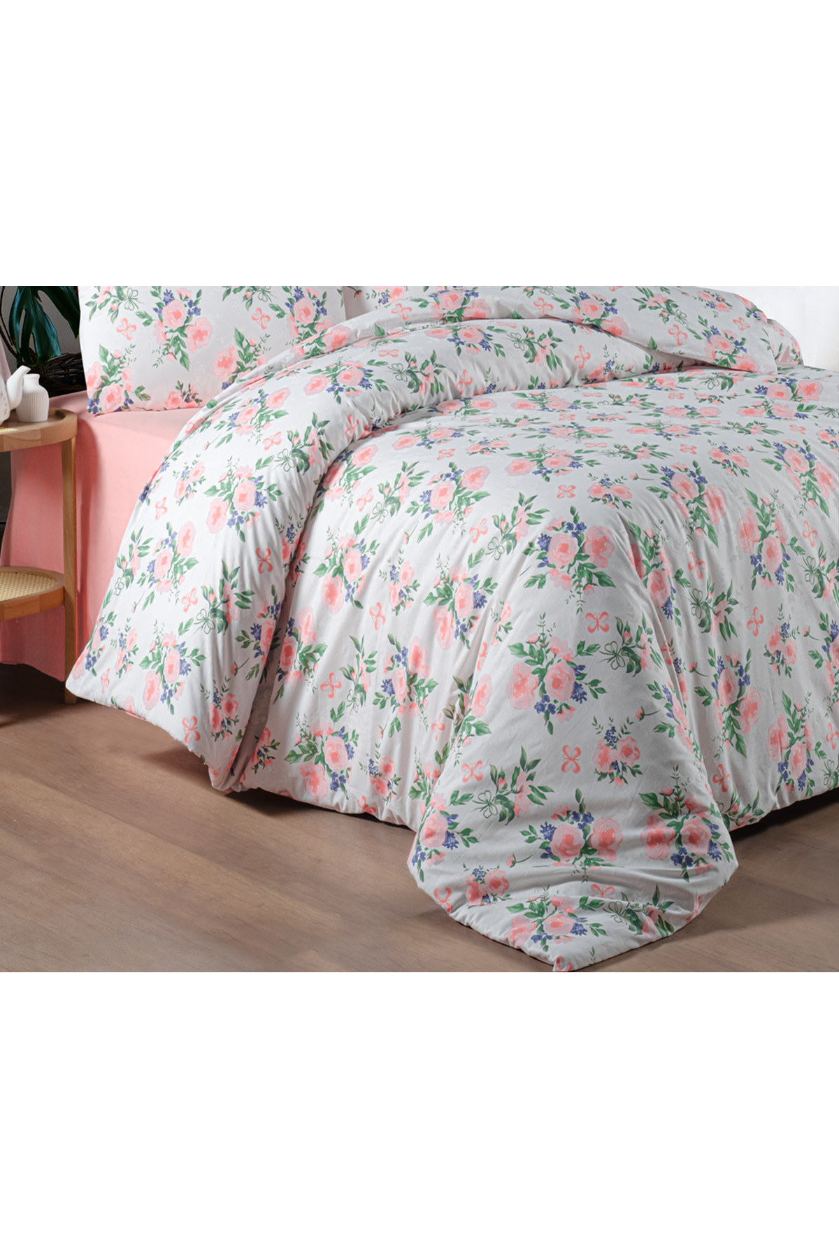 Derin %100 Pamuklu Çift Kişilik Lastikli (Fitted) Nevresim Takımı 200x220 cm