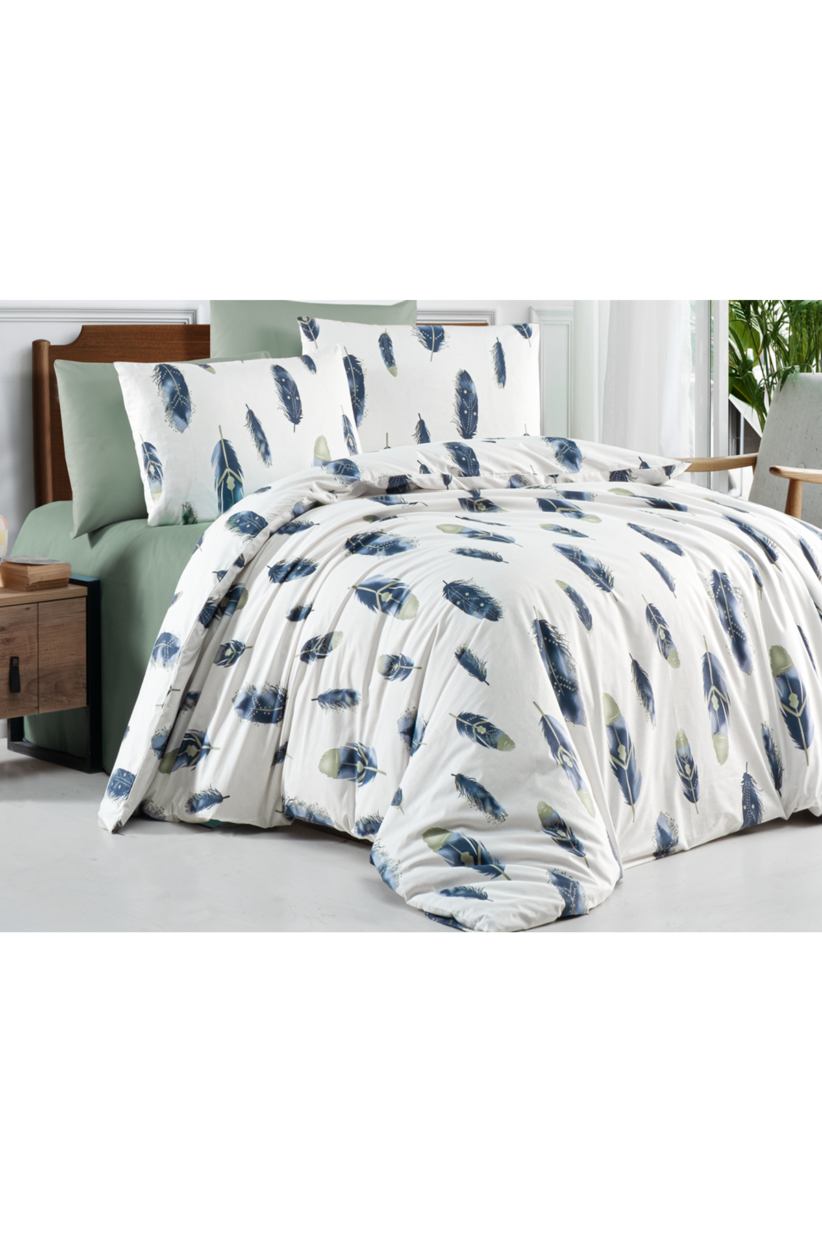 Serin %100 Pamuklu Çift Kişilik Lastikli (Fitted) Nevresim Takımı 200x220 cm