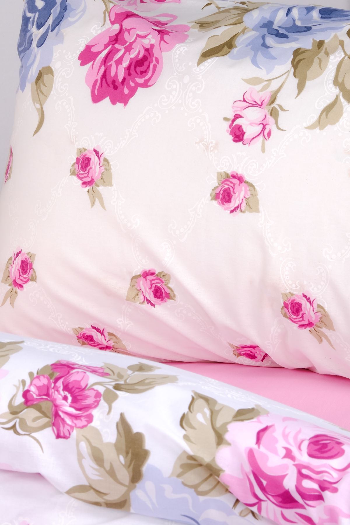 Aytunç Güllü %100 Pamuklu Tek Kişilik Lastikli (Fitted) Nevresim Takımı 160x220 cm