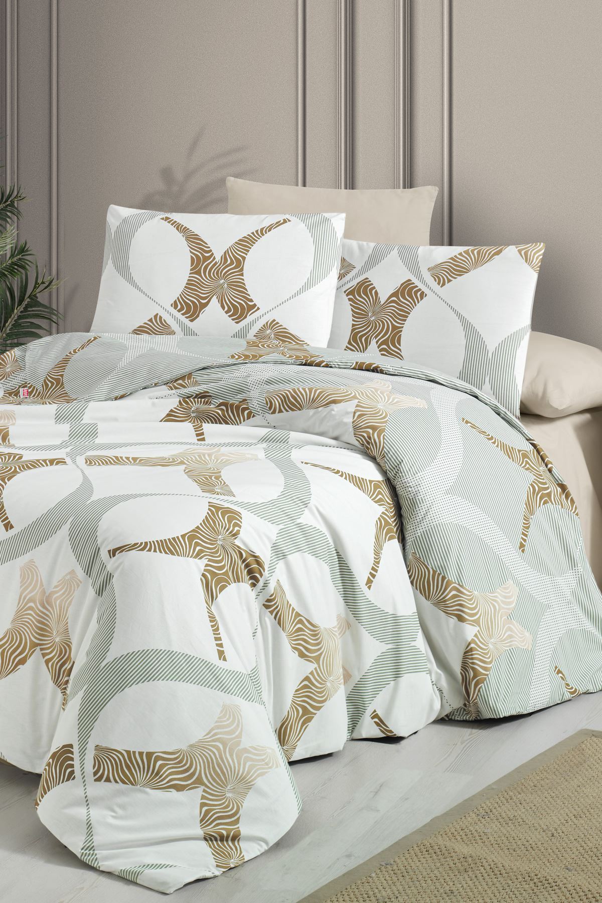Aytunç Melis %100 Pamuklu Çift Kişilik Lastikli (Fitted) Nevresim Takımı 200x220 cm