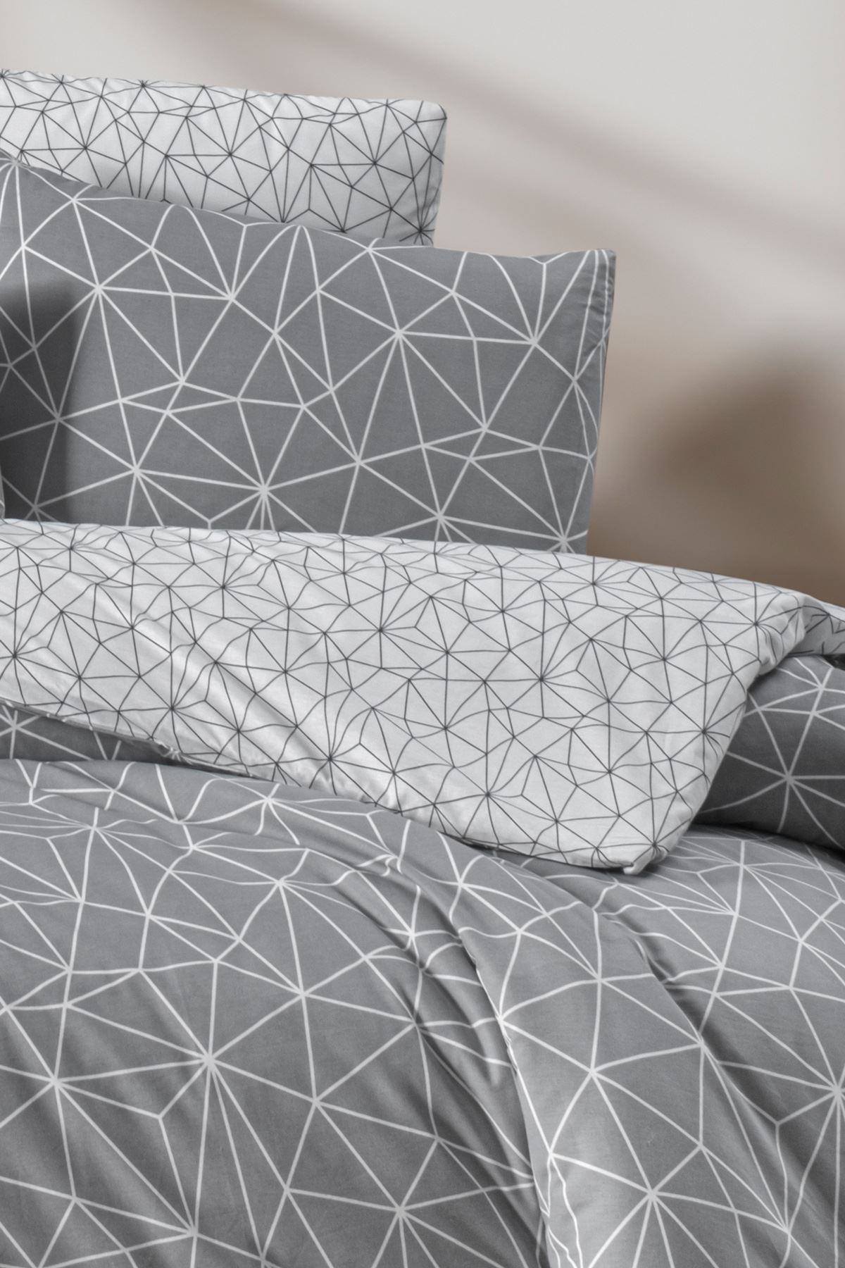 Aytunç Mavera %100 Pamuklu Tek Kişilik Lastikli (Fitted) Nevresim Takımı Gri 160x220 cm