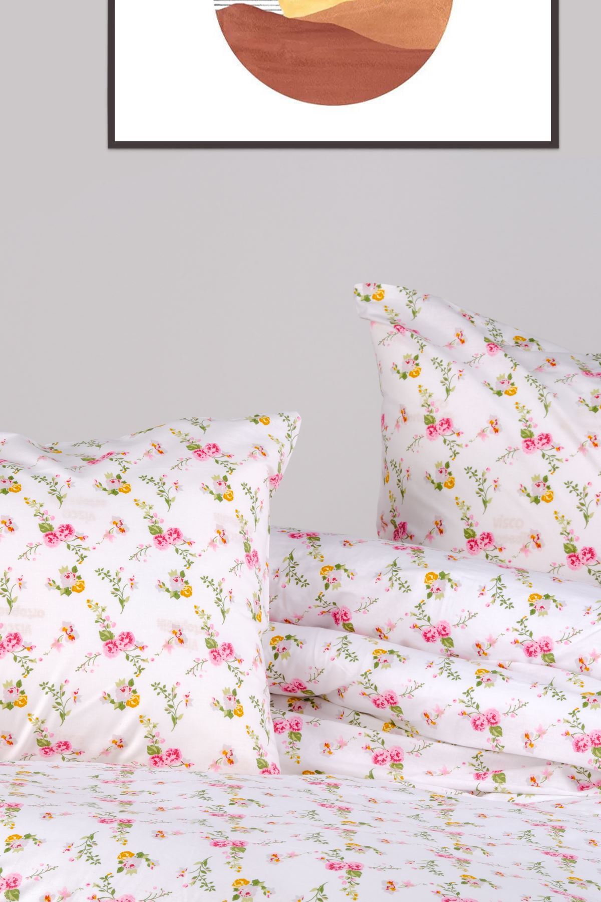 Aytunç Çiçek %100 Pamuklu Tek Kişilik Lastikli (Fitted) Nevresim Takımı 160x220 cm