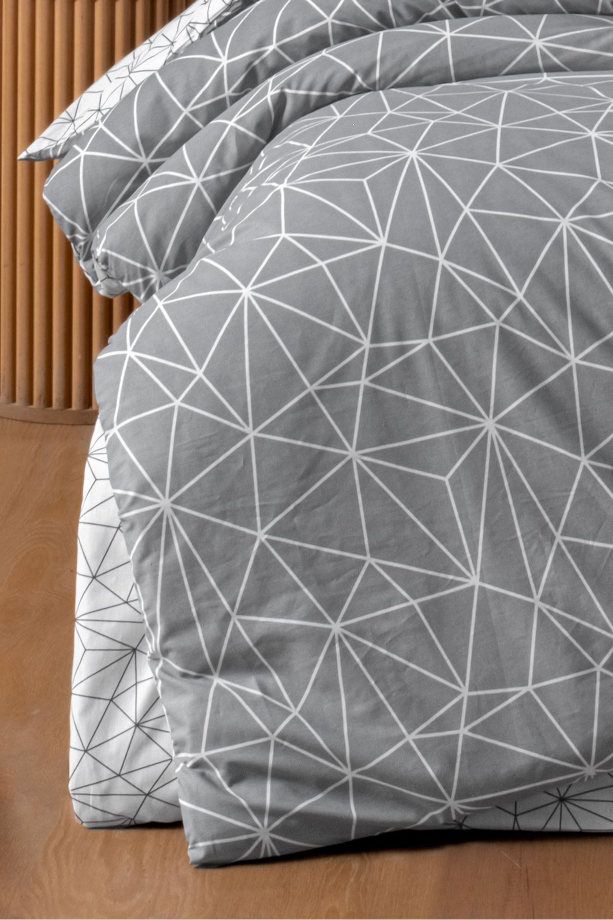 Aytunç Mavera %100 Pamuklu Tek Kişilik Lastikli (Fitted) Nevresim Takımı Gri 160x220 cm