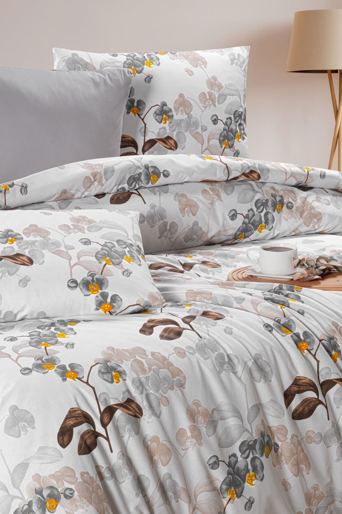 Aytunç Orkide %100 Pamuklu Çift Kişilik Lastikli (Fitted) Nevresim Takımı 200x220 cm