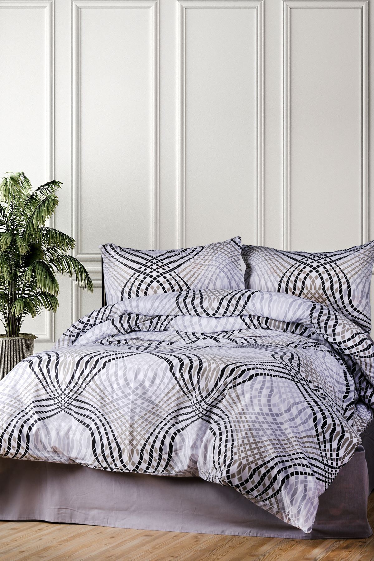 Aytunç Deniz %100 Pamuklu Çift Kişilik Lastikli (Fitted) Nevresim Takımı 200x220 cm
