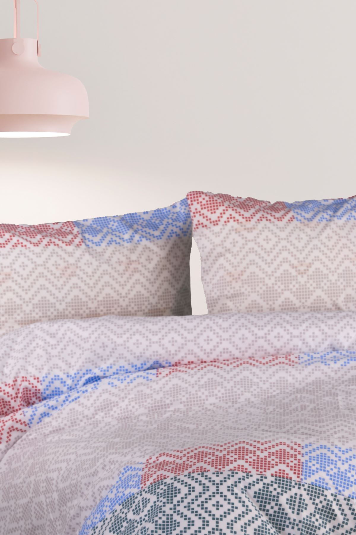 Aytunç Etnik Dijital %100 Pamuklu Tek Kişilik Lastikli (Fitted) Nevresim Takımı 160x220 cm