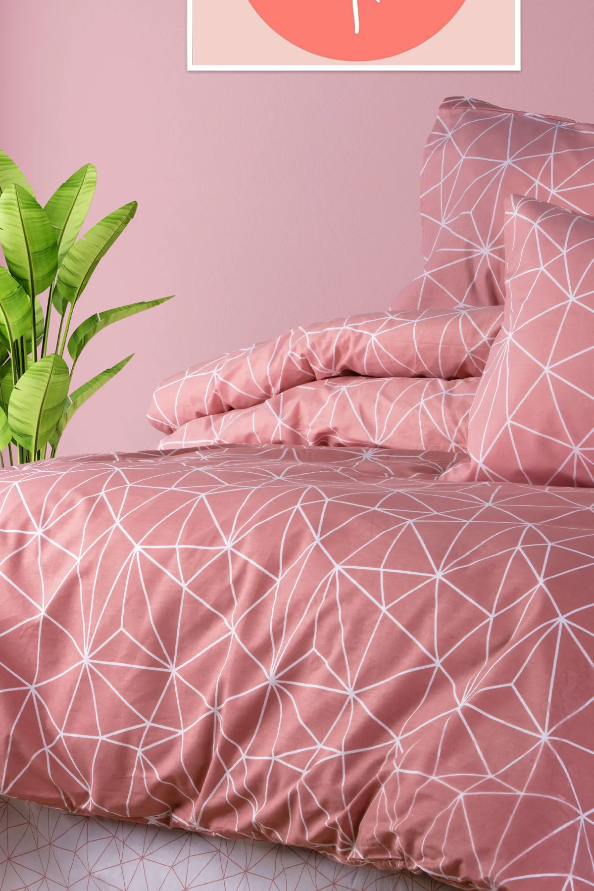 Aytunç Mavera %100 Pamuklu Çift Kişilik Lastikli (Fitted) Nevresim Takımı Pudra 200x220 cm