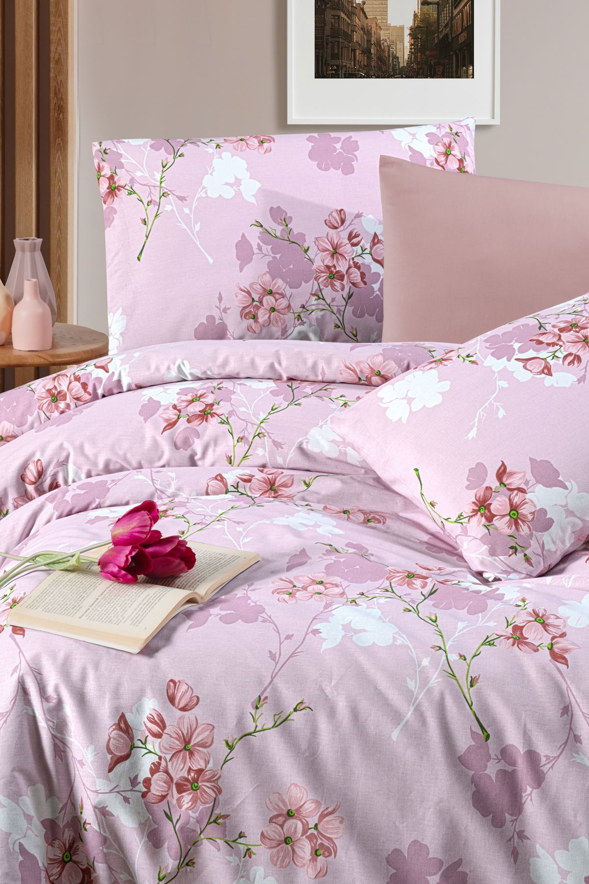 Aytunç Yağmur %100 Pamuklu Tek Kişilik Lastikli (Fitted) Nevresim Takımı 160x220 cm