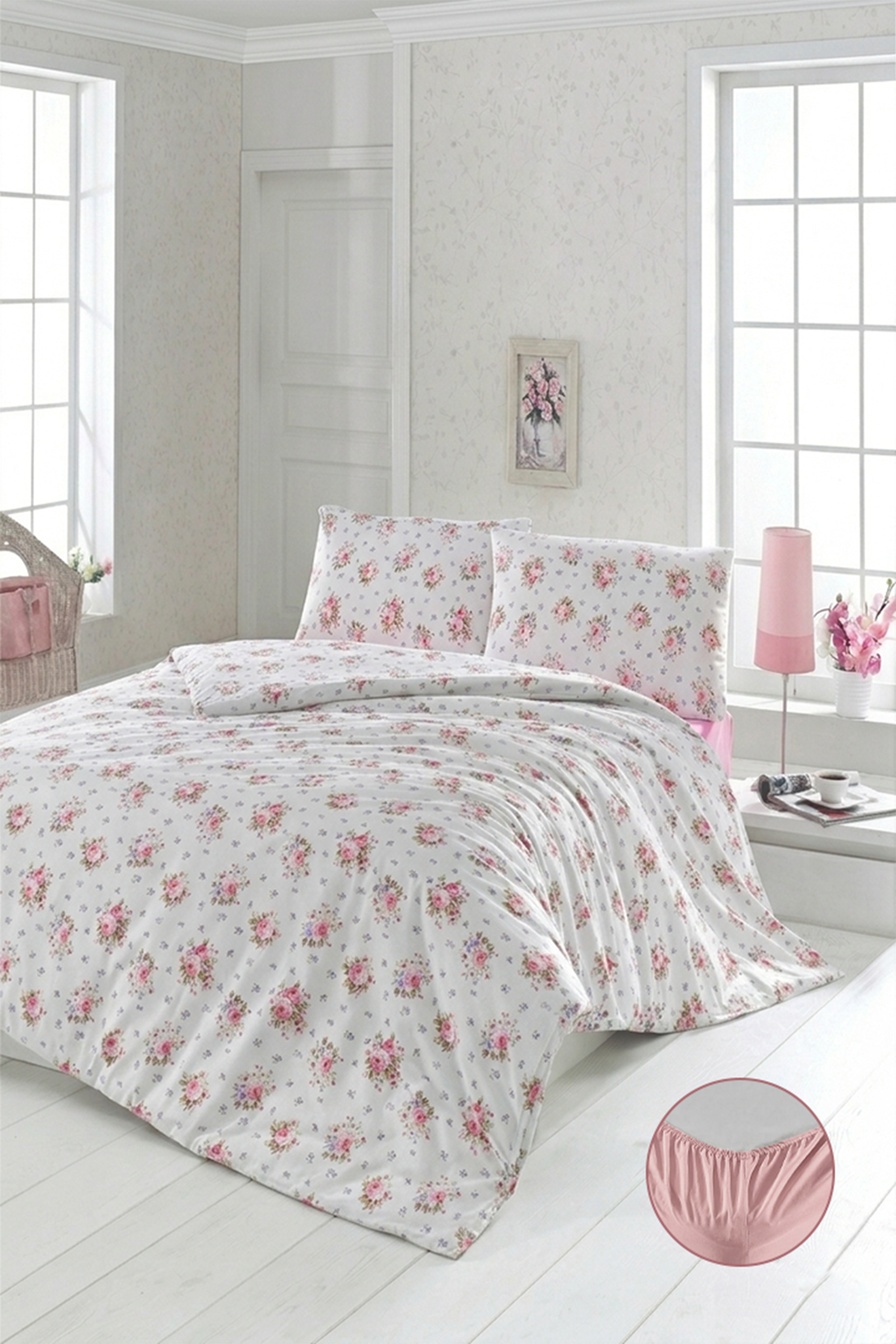 Aytunç Ece %100 Pamuklu Çift Kişilik Lastikli (Fitted) Nevresim Takımı 200x220