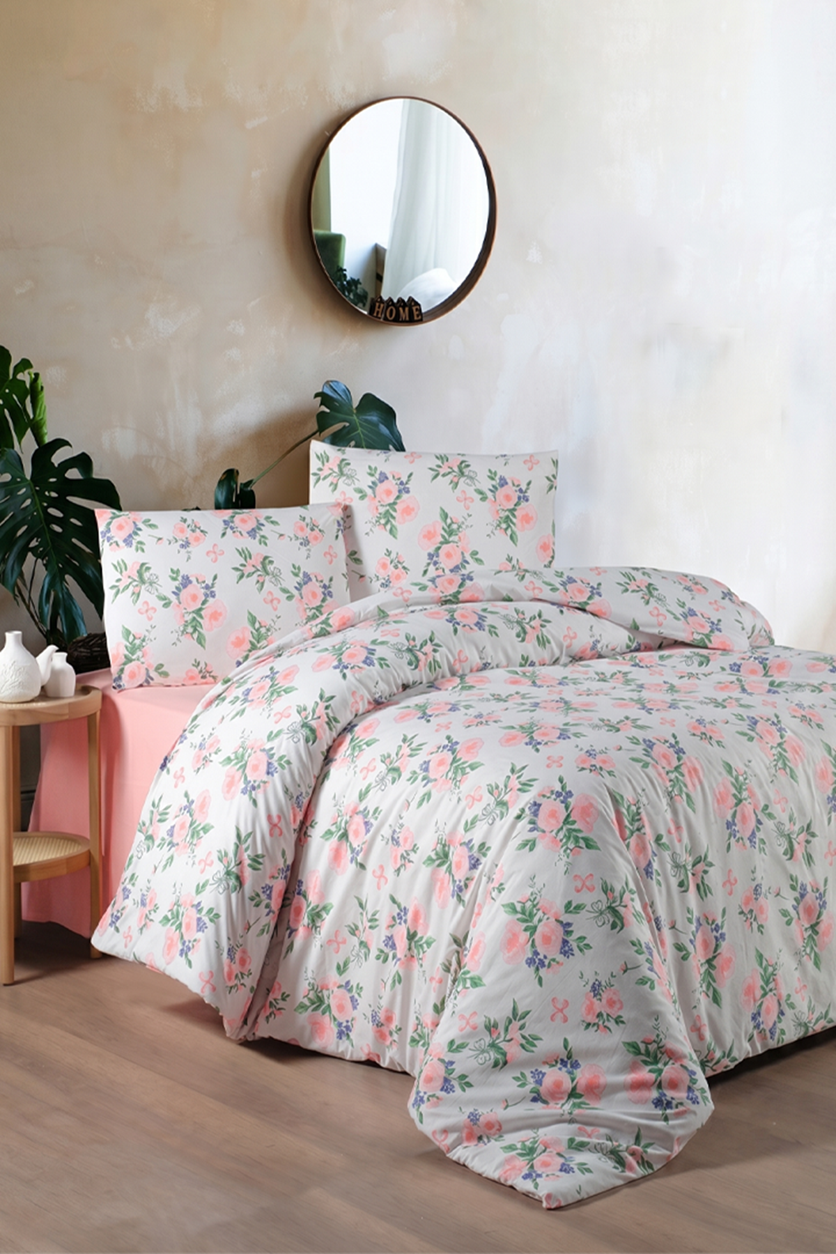 Derin %100 Pamuklu Çift Kişilik Lastikli (Fitted) Nevresim Takımı 200x220 cm
