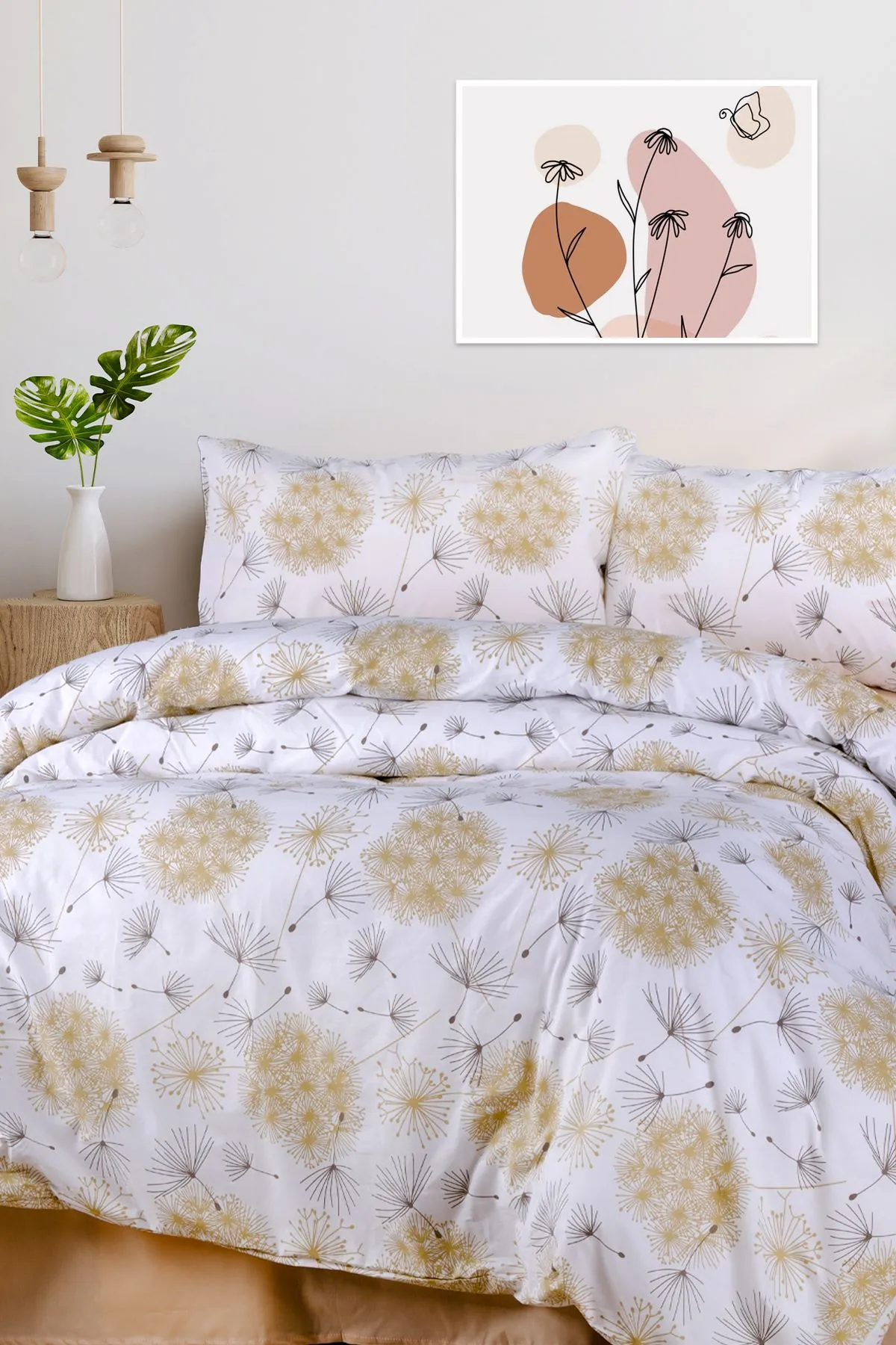 Aytunç Yonca Krem %100 Pamuklu Çift Kişilik Nevresim Takımı 200x220 cm