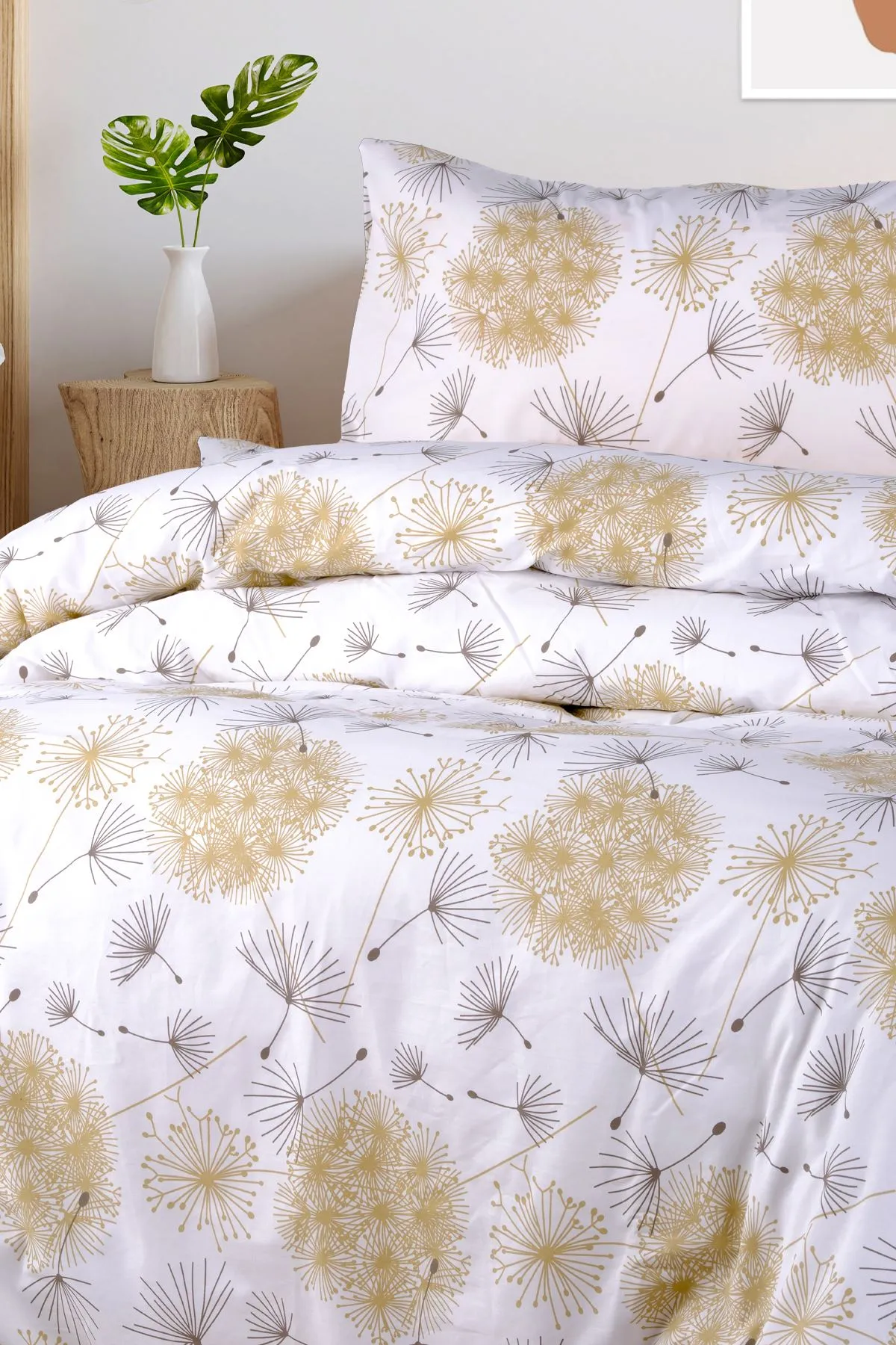 Aytunç Yonca Krem %100 Pamuklu Çift Kişilik Nevresim Takımı 200x220 cm
