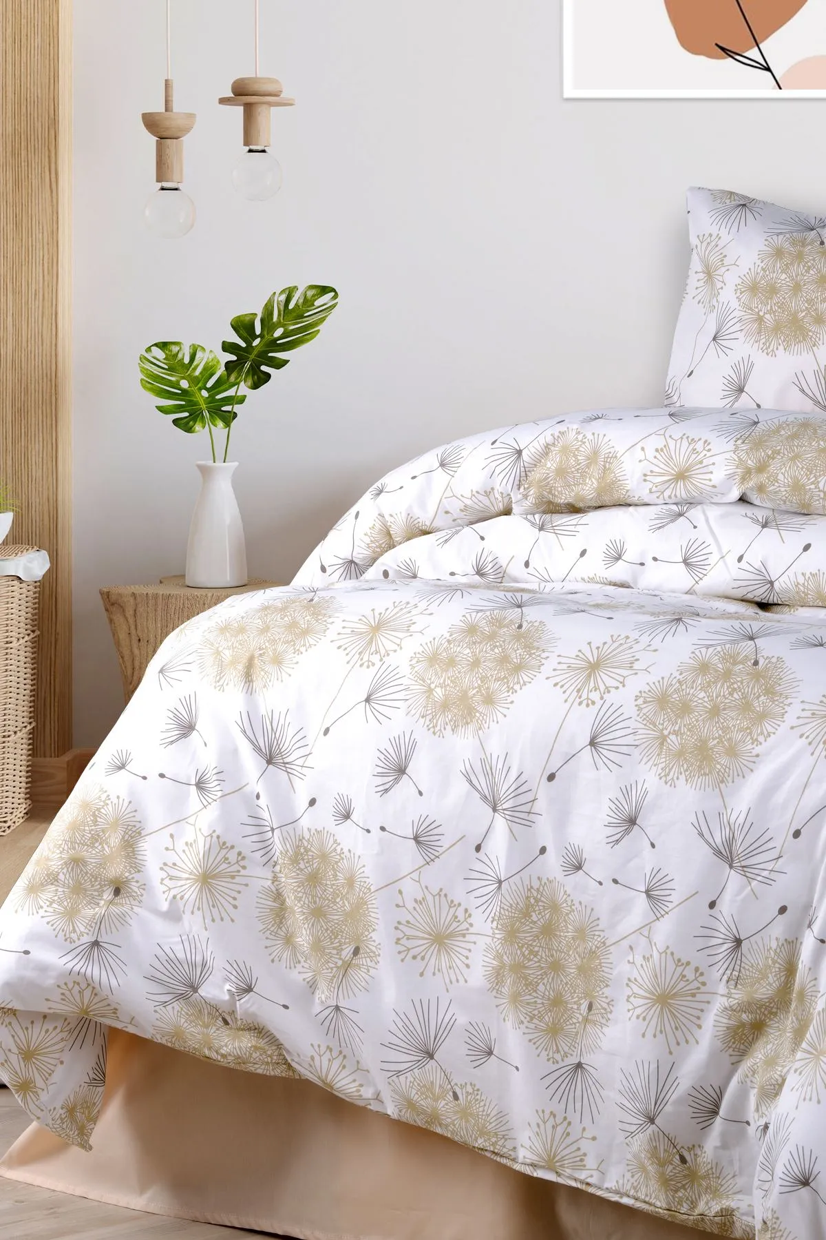 Aytunç Yonca Krem %100 Pamuklu Çift Kişilik Nevresim Takımı 200x220 cm