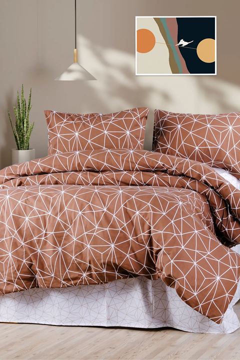 Aytunç Mavera Kahve %100 Pamuklu Çift Kişilik Nevresim Takımı 200x220 cm