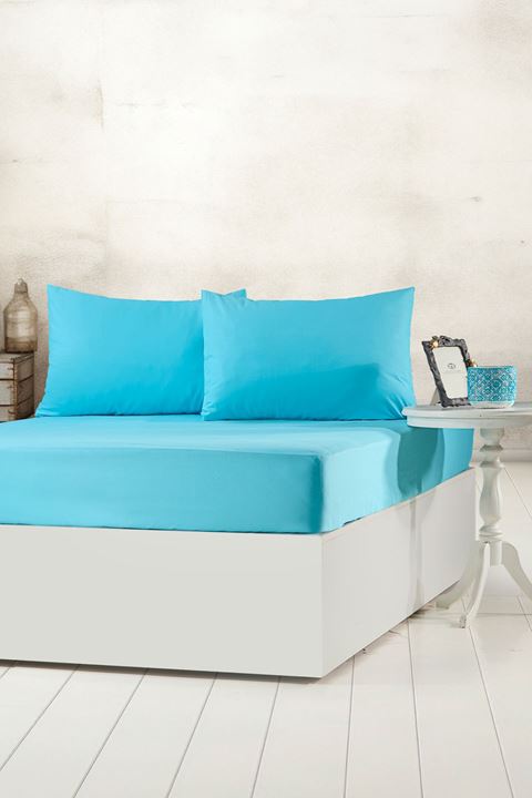 Aytunç Lisa Lastikli Fitted Turkuaz Renk Çarşaf Seti