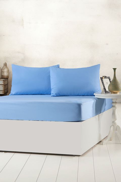 Aytunç Lisa Lastikli Fitted Mavi Renk Çarşaf Seti