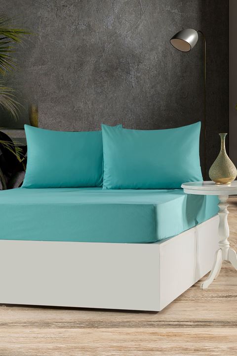 Aytunç Lisa Lastikli Fitted Yeşil Renk 2 Adet Yastık Kılıflı Çarşaf Seti