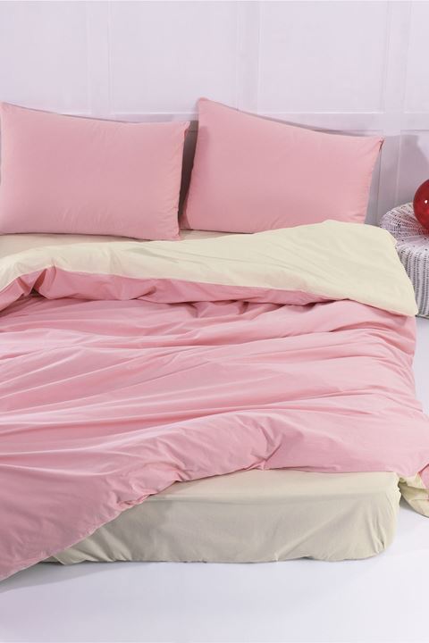 Aytunç Nefise %100 Pamuklu Çift Kişilik Pudra Renk DoubleFace Nevresim Takımı 200x220 cm