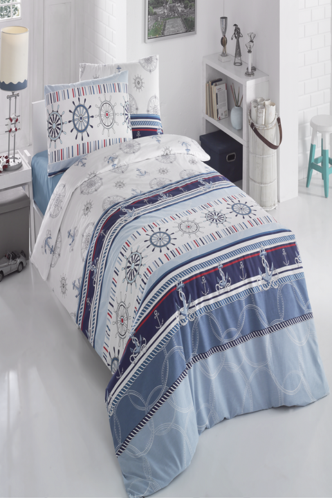 Marine %100 Pamuklu Tek Kişilik Nevresim Takımı  160x220 cm