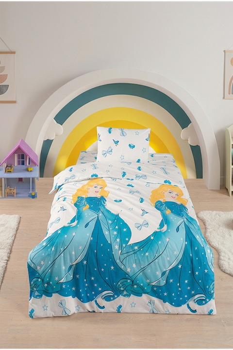 Prenses %100 Pamuklu Tek Kişilik Çarşaflı Nevresim Takımı 