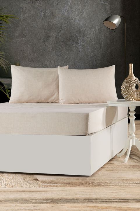 Tekstilla Rosa Lastikli Fitted Somon Renk Tek Kişilik Yastık Kılıflı Çarşaf Seti