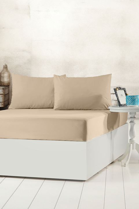 Aytunç Lisa Lastikli Fitted Sütlü Kahve Renk Tek Kişilik Yastıklı Çarşaf Seti