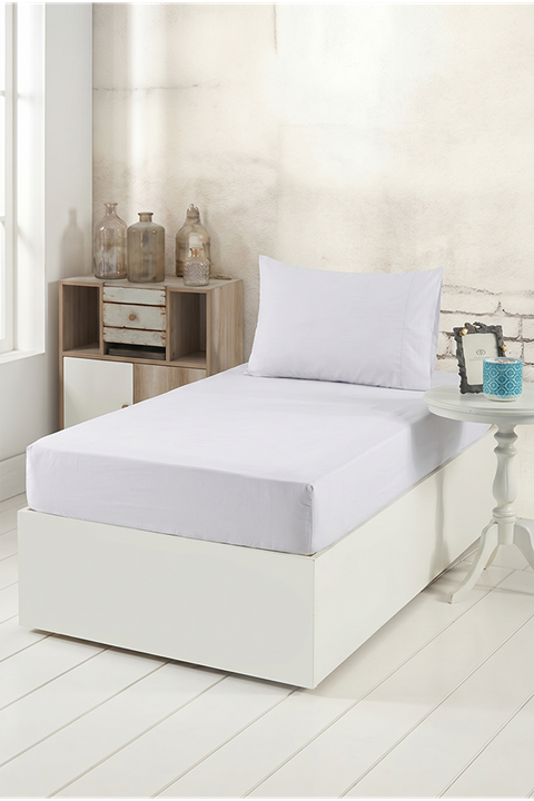 Aytunç Lisa Lastikli Fitted Beyaz Renk Tek Kişilik Yastıklı Çarşaf Seti