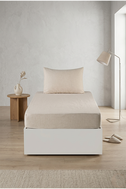 Tekstilla Rosa Lastikli Fitted Somon Renk Tek Kişilik Yastık Kılıflı Çarşaf Seti