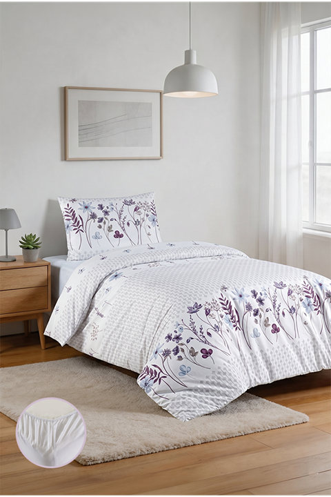 Aytunç Alara %100 Pamuklu Tek Kişilik Lastikli (Fitted) Nevresim Takımı 160x220